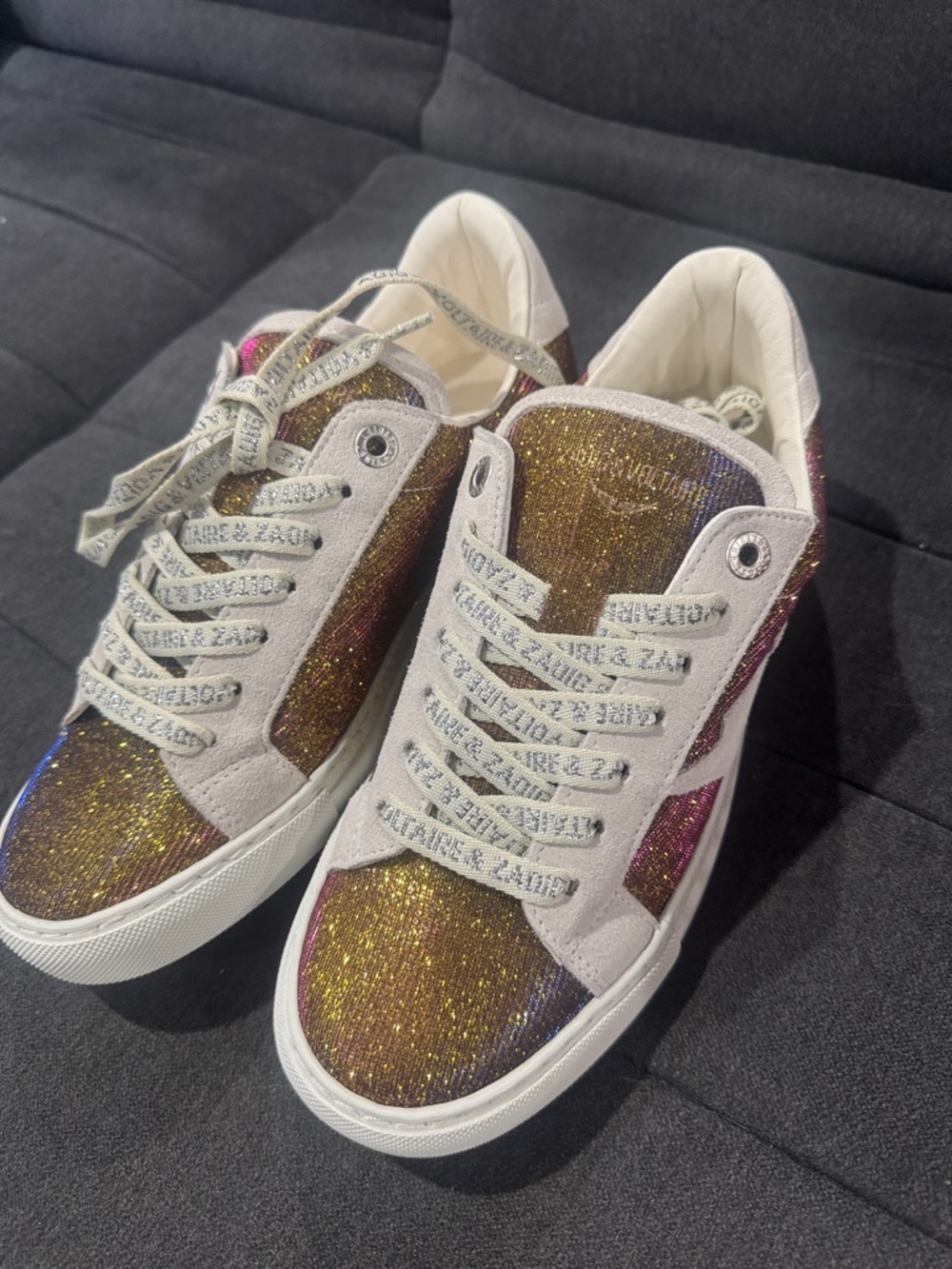 Zadig & Voltaire Glitter Multicolor Sneakers - Gold, Pink, Purple